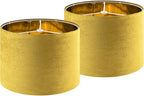 GO&SO Yellow Velvet Drum Lamp Shade Set of 2 Medium 13" Top x 13" Bottom x 10" High(Spider) Modern Lamp Shades For Table Lamps & Bedside Lamp Replacement Lampshade, Hand Crafted, Required Assembly - color: yellow--2, size: 13*13*10 inch-2 Pack