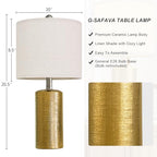 G-SAFAVA 20.5" Small Table Lamps for Living Room Lamp Single Ceramic Lamps for Bedroom Bedside Lamps Modern Boho Lamps for Night Stands Farmhouse Nightstand Lamp Side End Table Lamp, Gold - color: Gold - Single
