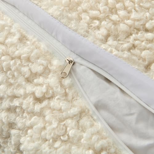 MIULEE Pack of 2 Throw Pillow Covers 18x18 Inch Neutral Cream White Faux Fur Decorative Sherpa Pillow Covers Fuzzy Accent Soft Sheepskin Fleece Cushion Cases for Boho Home Decor Couch Living Room Bed - color: Cream White, size: 18" x 18" (Pack of 2)