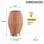 Boho Style Rattan Table Lamp,Dimmable Bamboo Desk Lamp,Touch & USB Charger Port,Oven Brown Rattan - color: USB + touch