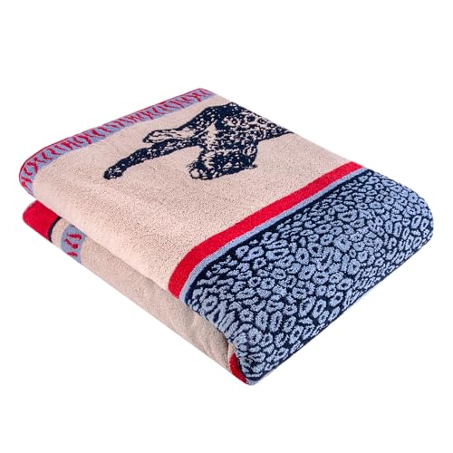 100% Cotton Throw Blanket for Couch Sofa or Bed All Season Terry Blankets & Throws, Lightweight & Breathable Cotton Blanket, Picnic Rug, Terry Bed Sheet (Leopards) - color: Leopards