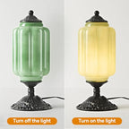 Milk Glass Table Lamp, Touch Control with USB Charging Port Vintage Bedside Desk Lamp Stepless Dimming for Bedroom Living Room Nightstand Led Bulbs Included （Green）