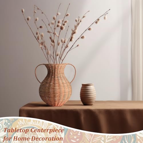 1 Pack Real Rattan Vase Woven Vase for Flower Decorative Wick AER Flower Plant Weave Basket Dark Brown Country Rustic Pastoral Style Tabletop Centerpiece for Home Decor(Classic Cylindrical) - style: Classic Cylindrical