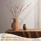 1 Pack Real Rattan Vase Woven Vase for Flower Decorative Wick AER Flower Plant Weave Basket Dark Brown Country Rustic Pastoral Style Tabletop Centerpiece for Home Decor(Classic Cylindrical) - style: Classic Cylindrical