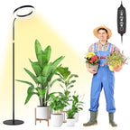 LBW 10.2in Grow Lights for Indoor Plants Full Spectrum with Stand, Floor Plant Growing Lamp for Large Plants, Auto ON/Off Timer 4/8/12H, 4 Dimmable Levels, 68in Adjustable Height - size: 1 Head 10.2" Jumbo Black