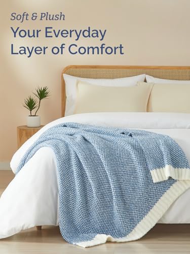 Blue Throw Blanket - Super Soft Throw for Couch, Bed, Sofa, Chair - Lightweight, Warm, Double Sided Knit - All Season Cozy, Fuzzy, Anti-Static Microplush Blanket for Women, Bedroom, Home Decor, 50x60 - color: 02 - Heathered Blue