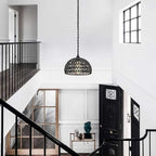 Lighting fixtures, 1-Light Pendant Light,Boho Black Woven Rattan Basket with Twist Hemp Hanging Cord Plug in Coastal Pendant Lamp for Dining Living Room Kitchen Island Foyer Bedroom Hallway