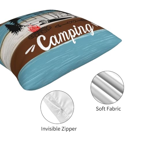 Camping Throw Pillow Covers 18 X 18 Inch Set of 4 Decorative Cushion Cover Home Decor for Sofa Chair Couch Bedroom Living Room - color: Camping