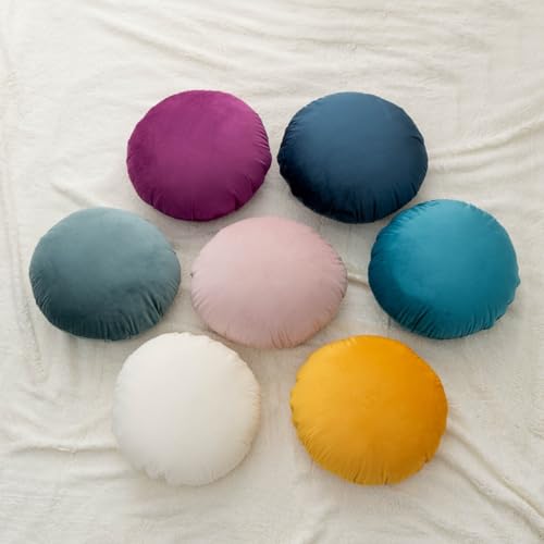 S_SSOY Round Throw Pillow 18",Soft Dutch Fleece Throw Pillow Round Cushion Floor Pillows for Living Room Sofa Bed Chair Floor Car Home Decoration (Royal Blue) - color: Sky Blue