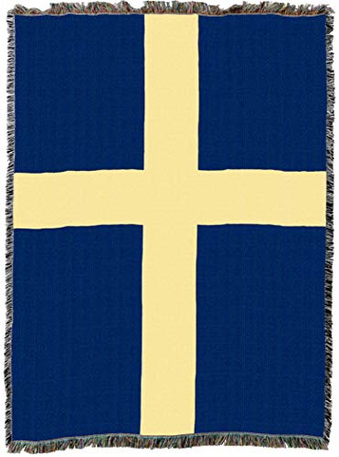 Pure Country Weavers Sweden Flag Blanket - Gift Tapestry Throw - Woven from Cotton - Made in the USA (72x54) - color: Sweden, size: 72" x 54"