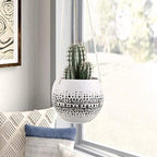 KiaoTime Ceramic Hanging Planter for Indoor Outdoor, Decorative Boho Flower Green Grass Plant Succulent Air Plants Hanging Plant Pots Holder