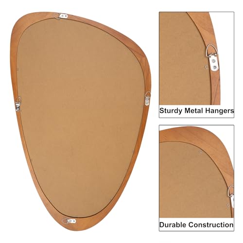 Irregular Wall Mirror Asymmetrical Bathroom Mirror, Wall Mounted Decorative Mirror with Wooden Frame for Living Room, Vanity, Bedroom, Entryway, Hallway (19" x 30") - color: Wood, size: 30"L x 19"W