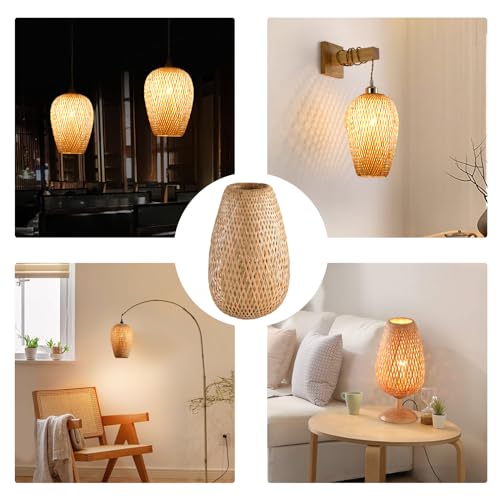 Bamboo Lamp Shade, 2-Pack Hand-Woven Bamboo Rattan Hanging Light Shade,D 9.05" Rattan Table Lamp Shade for Floor Lamp, Wall Sconces Light Cover Table Light,Pendant light - color: Bamboo 9.05 in 2-Pack