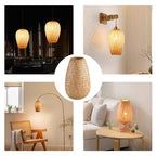 Bamboo Lamp Shade, 2-Pack Hand-Woven Bamboo Rattan Hanging Light Shade,D 9.05" Rattan Table Lamp Shade for Floor Lamp, Wall Sconces Light Cover Table Light,Pendant light - color: Bamboo 9.05 in 2-Pack