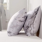 Nanko Marble Pillow Case/Pillow Shams Queen Set of 2, Microfiber Pillow Cases Covers, Soft Comfortable for Home Hotel Bed, Grey White Decorative for Men and Woman, 20 x 30 inch