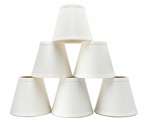 Small Lamp Shade Set of 6 Chandelier Shades 3" X 6" X 5" White Linen Lampshade Clip-On Bulb - color: White