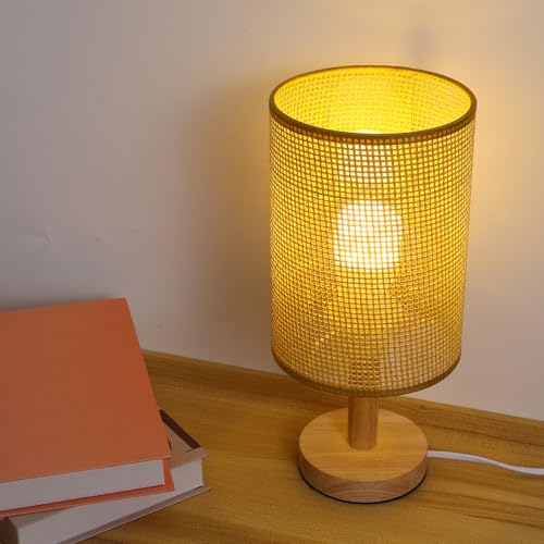 Angoily Rattan Lamp Shade for Table Lamps Woven Lamp Shade Cover for E27 Bulb Rustic Wicker for Bedroom Living Room Office Kitchen Entryway Decor