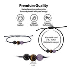 BOHO GARDEN Healing Bead Bracelets - Spiritual Crystal Beaded Bracelet - Made of 3 Real & Natural Gemstones, Adjustable 3-9.7” Black Rope - Gem Stones Jewelry for Men, Women, Teens (13+) - 8mm Bead - color: NoNegativity