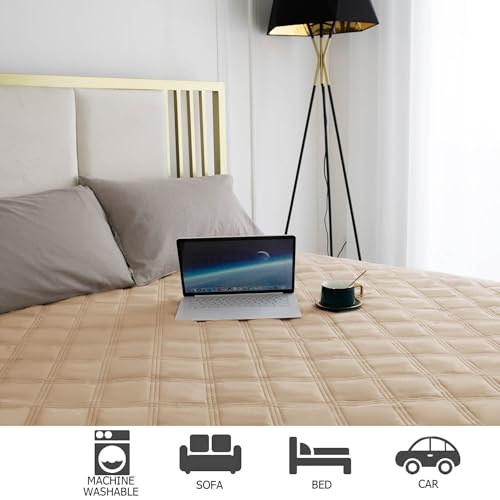 Ameritex Waterproof Dog Bed Cover Pet Blanket with Anti-Slip Back for Furniture Bed Couch Sofa - color: Beige, size: 30x60 Inch (Pack of 1)