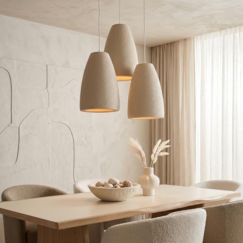 JAYMP Wabi Sabi Pendant Light for Dining Room Kitchen Island Light Hallway Restaurant Hanging Lamp E26 Base Japanese Style Wine Bottle Shape Lighting Fixture, 1 Pack (Light Brown,A Shape, D35×H51cm) - color: Light Brown,A, size: D35×H51cm