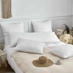 King Pillow Shams 2 Pack, King Size Pillowcases, Soft Microfiber Geometric Tufted Pillow Covers with Envelope Closure, White, 20x36 Inches (No Insert) - color: White-grid, size: King(20*36)