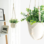 Mkono Fake Hanging Plant with Pot, Hanging Plants Artificial Spring Decor Macrame Plant Hanger with Faux Plant Greenery Boho Hanging Planter for Home Bedroom Bathroom Office Decoration
