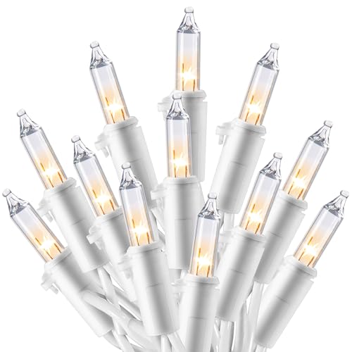 Joiedomi Christmas String Lights Indoor,100 Count Mini Warm Fairy Light Outdoor,21.4 FT Decor for Patio Dorm Classroom Bedroom Holiday Wedding Party Garland Birthday Valentines Day,White Wire - color: White, size: 100ct