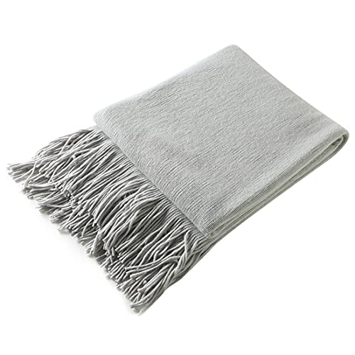 Homiest Decorative Knitted Throw Blanket with Fringe Soft & Cozy Tassel Blanket for Couch Sofa Bed (Light Grey,50x60) - color: Light Grey, size: 50" x 60"