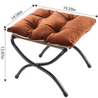 15" Foldable Foot Stool Ottoman with Metal Frame - Washable Brown Upholstered Indoor/Outdoor Footrest for Living Room, Bedroom, Patio - Space-Saving Compact Design - color: Brown