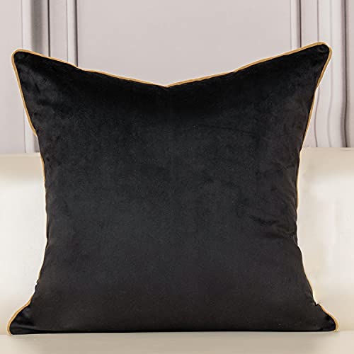 Aeckself European Floral Pillow Cover 20x20 Inch, Luxury Velvet Embroidered Decorative Throw Pillow Cover for Couch Bedroom Living Room, Black and Gold - color: Black Gold, size: 20" x 20" (Pack of 1)