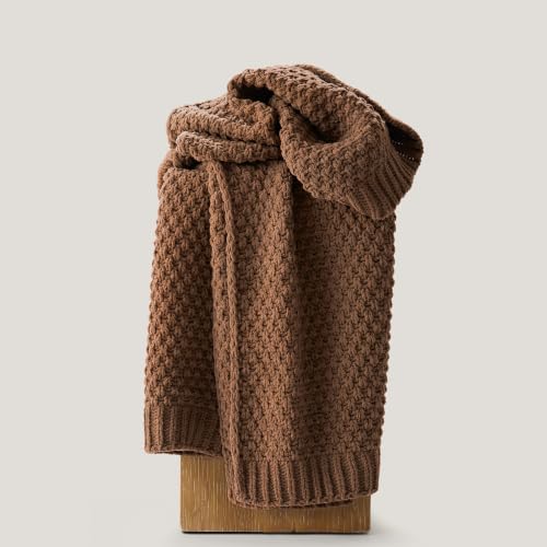 EVERGRACEHOME Chunky Chenille Knit Throw Blanket for Couch, Soft Luxurious Moss Stitch Chair Blankets for Bed, Cozy Decorative Farmhouse Knitted Throws for Sofa, Burnt Orange, 60" x 80" - color: Burnt Orange, size: 60" X 80"