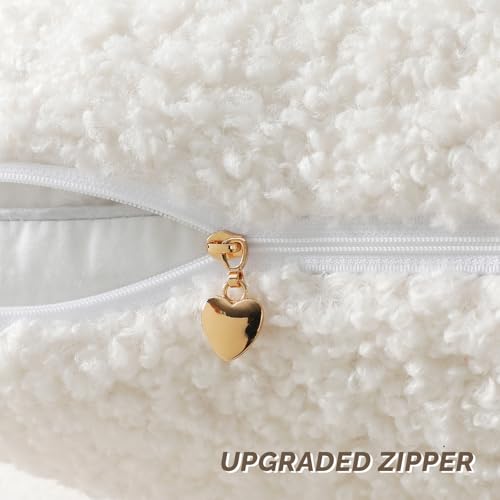 FUTEI Cream White Throw Pillow Covers 18x18 Inch Set of 2,Furry Faux Fur Teddy Boucle Textured Cushion Covers,Soft Fluffy Decorative Pillow Case,Home Decor for Couch Bed Living Room Office Car - color: Cream White, size: 18" x 18" (Pack of 2)