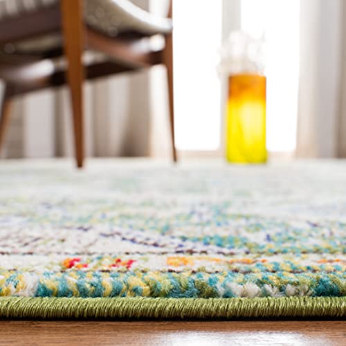 SAFAVIEH Madison Collection Accent Rug - 2'2" x 4', Green & Turquoise, Medallion Distressed Design, Non-Shedding & Easy Care, Ideal for High Traffic Areas in Entryway, Living Room, Bedroom (MAD447Y) - color: Green/Turquoise, size: 2'2" x 4' (Rectangular)