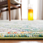 SAFAVIEH Madison Collection Area Rug - 3' Square, Green & Turquoise, Boho Chic Medallion Distressed Design, Non-Shedding & Easy Care, Ideal for High Traffic Areas in Living Room, Bedroom (MAD447Y) - color: Green/Turquoise, size: 3' x 3' (Square)