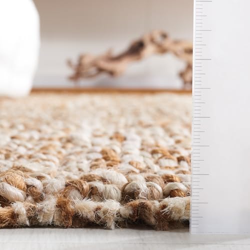 SAFAVIEH Area Rug 5x8 - Natural Fiber Collection - Natural & Ivory, Handmade Jute, Farmhouse Style, Chunky Textured Thick Pile (NF447N)
