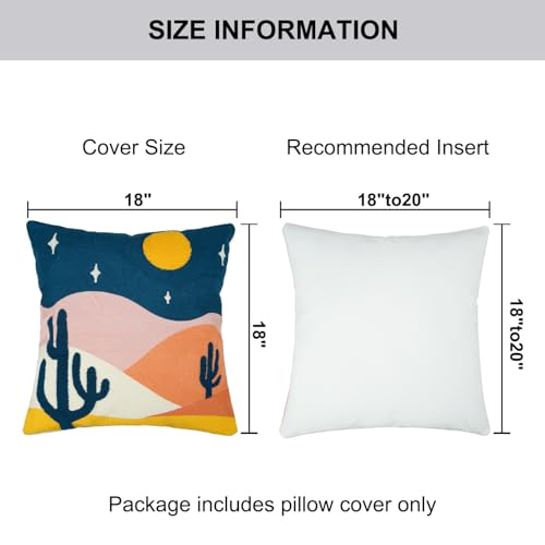 JASEN Abstract Boho Pillow Covers 18x18,Soft Mid Century Geometric Cactus Decorative Throw Pillows for Couch Bed Sofa Bedroom（Only 1 Pillow Cover） (Cactus, 18" x 18") - color: Cactus, size: 18" x 18" (Pack of 1)