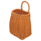 Imitation Rattan Woven Basket Wall Hanging Storage Organizer with Handle for Kitchen Herbs Fruits Vegetables and Home Decor 9.6X6.1X4.3 Inch