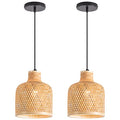 Modern Bamboo Woven Pendant Light, 2 Pack 7.8" Dome Coastal Bamboo Wicker Dome Pendant Lighting Fixture for Kitchen Dining Room Living Room Foyer - color: 7.8"- 2 Pack