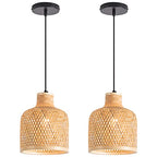 Modern Bamboo Woven Pendant Light, 2 Pack 7.8" Dome Coastal Bamboo Wicker Dome Pendant Lighting Fixture for Kitchen Dining Room Living Room Foyer - color: 7.8"- 2 Pack