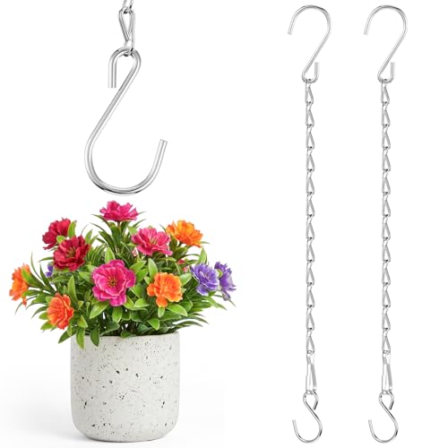 2 Pack Hanging Chain for Bird Feeders, Planters, Lanterns and Ornaments (19.7 Inch, Silver) - color: Silver, size: 19.7 Inch