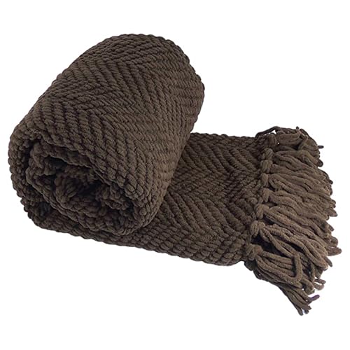 Home Soft Things Brown Throw Blanket Knitted Tweed Throw 50'' x 60'', Seal Brown, Super Soft Cozy Warm Comfortable Breathable Throw for Living Room Chair Couch Bed Sofa Bedroom Home Décor - color: Seal Brown, size: 50 in x 60 in