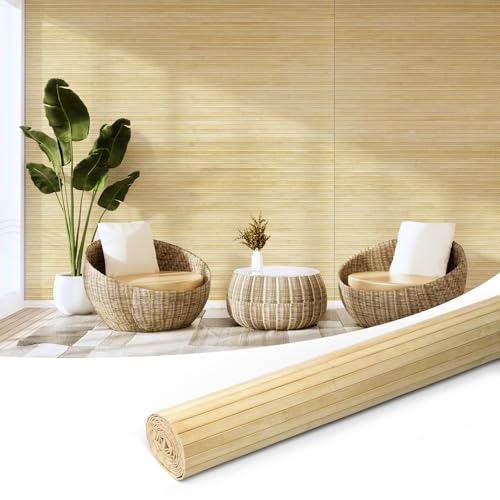 Art3d Natural Bamboo Wall Panel for Interior Wall Decor, Renewable Pole Wrap Wainscoting Paneling for Wall Ceiling Furniture Cabinet Office, 48 x 96 Inch - Raw - color: Raw, size: 1-48" x 96"