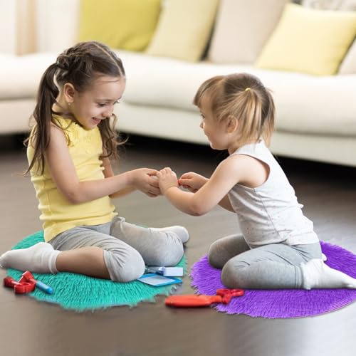 12 Pcs Kids Crazy Carpet Circle Seats Round Floor Mat Kids Floor Cushions 16 Inch, Soft Colorful Educational Classroom Rug for School Home Group Activity Learning Marker Playing Areas
