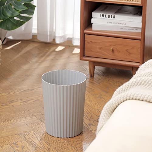 JiatuA Small Trash Can Plastic Wastebasket Round Garbage Container Bin for Bathroom, Kitchen, Bedroom, Home Office, College Dorm, Grey 2 Pack - color: Grey, size: 1.8 Gallons, 2 Pack