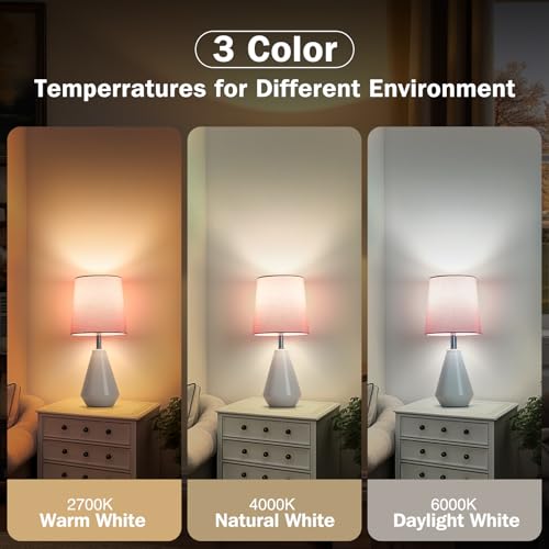 Small Bedside Table Lamp for Bedroom - Reading Desk Lamp with 3 Color Temperatures，15.5" Nightstand Ceramic Lamp with Fabric Shade for Kids Room,Living Room,Dorm,Home Office (White+Pink - color: White+Pink, size: 15.5"