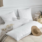 King Pillow Shams 2 Pack, King Size Pillowcases, Soft Microfiber Geometric Tufted Pillow Covers with Envelope Closure, White, 20x36 Inches (No Insert) - color: White-grid, size: King(20*36)