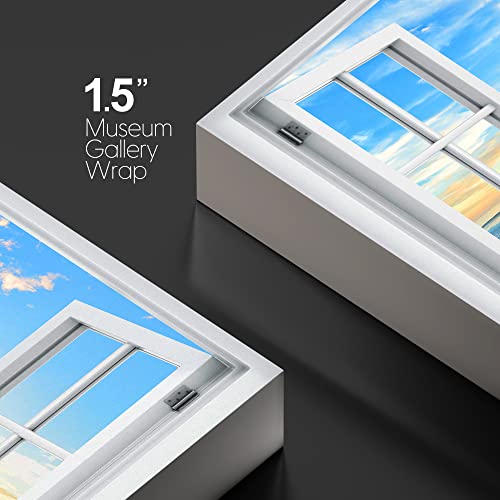 wall26 Canvas Print Wall Art Window View Birds Flying Sunset Ocean Beach Horizon Wilderness Nature Photography Realism Scenic Landscape Colorful Multicolor for Living Room, Bedroom, Office - 12"x18" - color: A001-2204-slm05, size: 18"L x 12"W