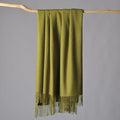 CUDDLE DREAMS Premium Cashmere Throw Blanket with Fringe, Luxuriously Soft (Bamboo Green) - color: Bamboo Green
