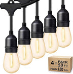 Svater Outdoor String Lights 200 FT, E26 Socket, 64pc S14 Shatterpoof Bulbs, 1 Watt Dimmable 2700K Warm White, IP65 Waterproof Commercial Grade Patio Light (4 Pack X 50FT) - size: 200FT