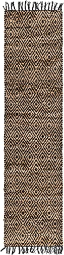 Unique Loom Braided Jute Collection Area Rug - Assam (2' 2" x 8' Runner, Black/ Natural) - color: Black/Natural, size: 2'2" x 8' (Runner)